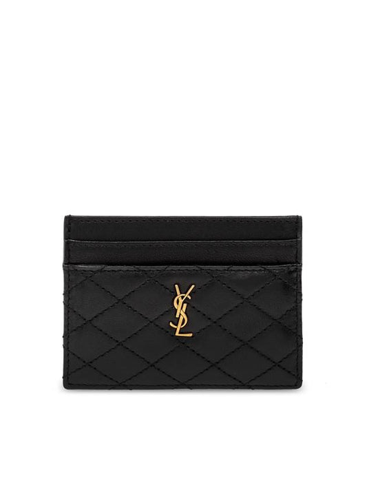 Saint Laurent Gabi Quilted Lambskin Card Wallet Black