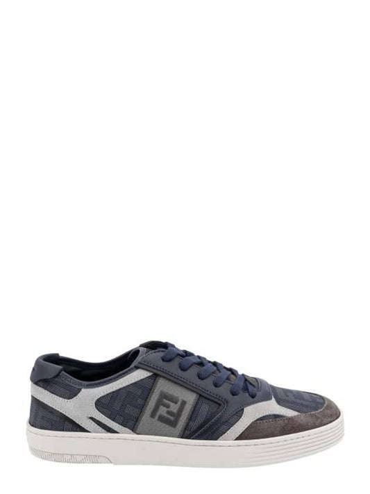 Fendi Step Leather Low Top Sneakers Blue
