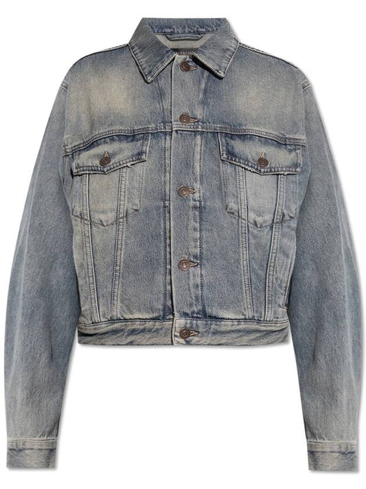 Balenciaga Balenciaga Denim Jacket With Logo, Women's, Blue