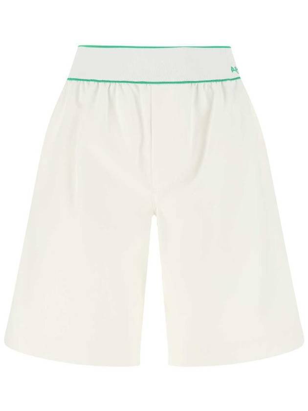Bottega Veneta Women's Logo Cotton Paraket Banding Bermuda Shorts White