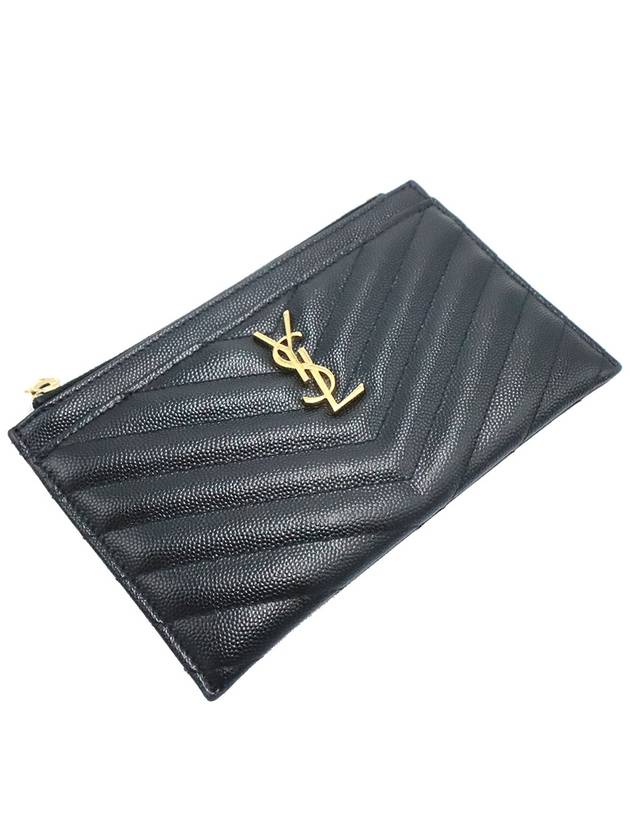 Saint Laurent Saint Laurent 584872 Black Matelasse Monogram Gold Plated Small Bill Pouch