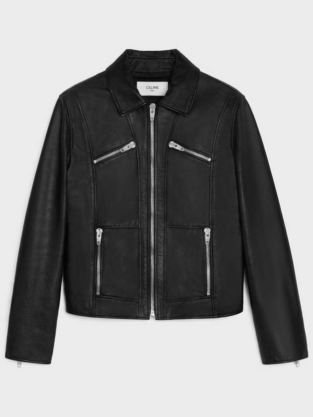 CELINE Leather Blouson Jacket Black