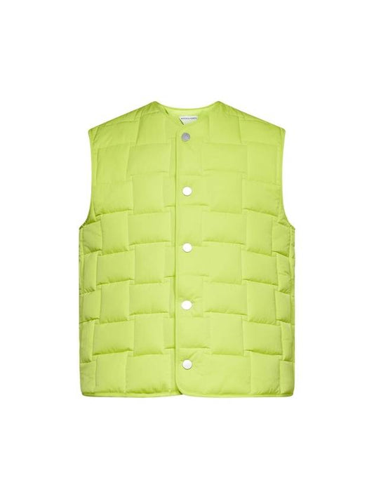 Bottega Veneta Intrecciato Detail Quilted Vest Neon Green