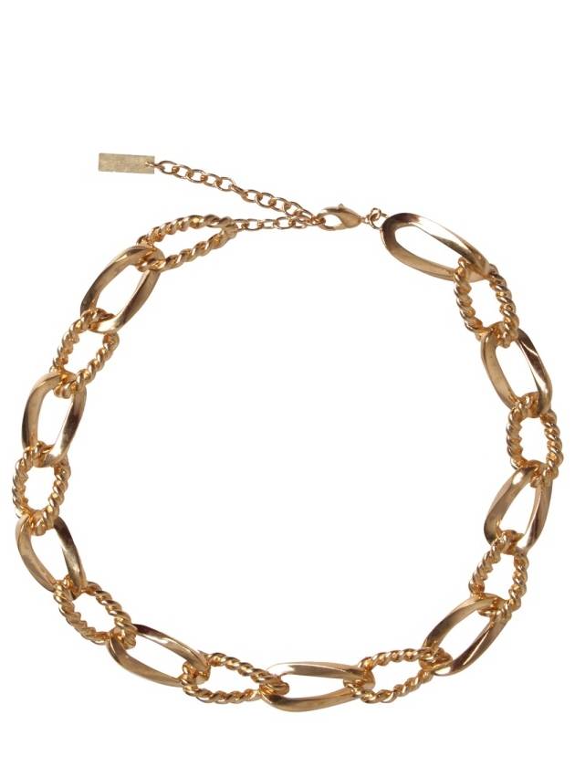 Saint Laurent Women's Bi-Texture Chain Choker in Metal Gold