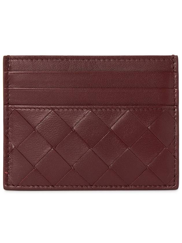 Bottega Veneta Intrecciato Leather Card Wallet Cherry Gold
