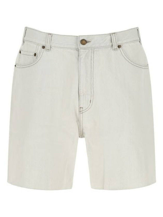 Saint Laurent Men's Baggy Denim Shorts White