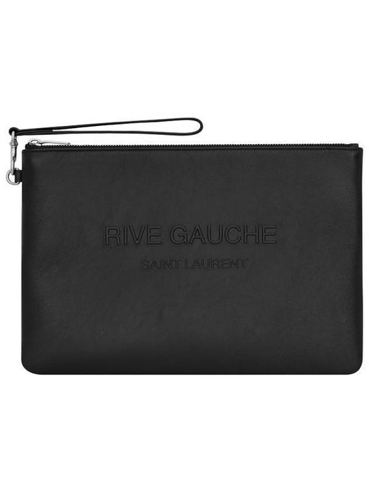 Saint Laurent Rive Gauche Zipper Clutch Bag Black
