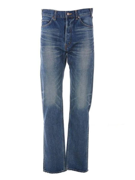 CELINE Lou Vintage Union Wash Denim Jeans Blue