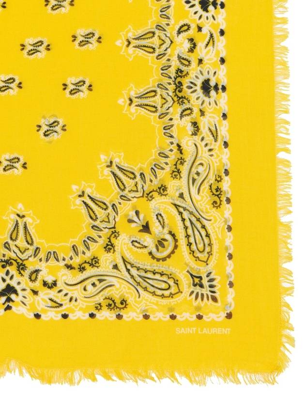 Saint Laurent Paisley Pattern Modal Cash Scarf Yellow