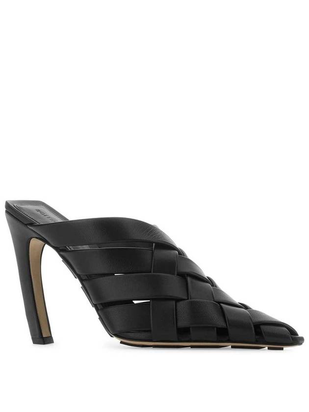 Bottega Veneta Alfie Intrecciato Leather Mule Heel Black