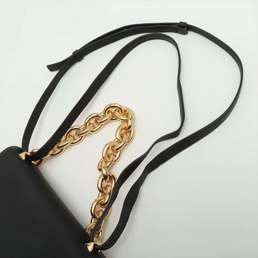 Bottega Veneta  Mountain Leather Shoulder Bag Black