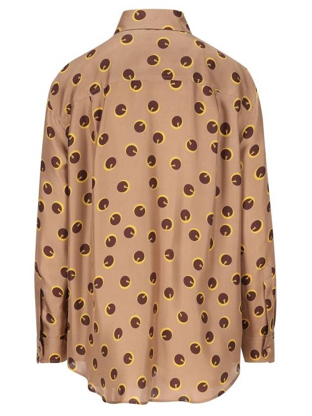 Fendi Printed Silk Twill Shirt Light Brown