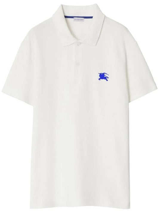 Burberry EKD Embroidered Cotton Polo Shirt White