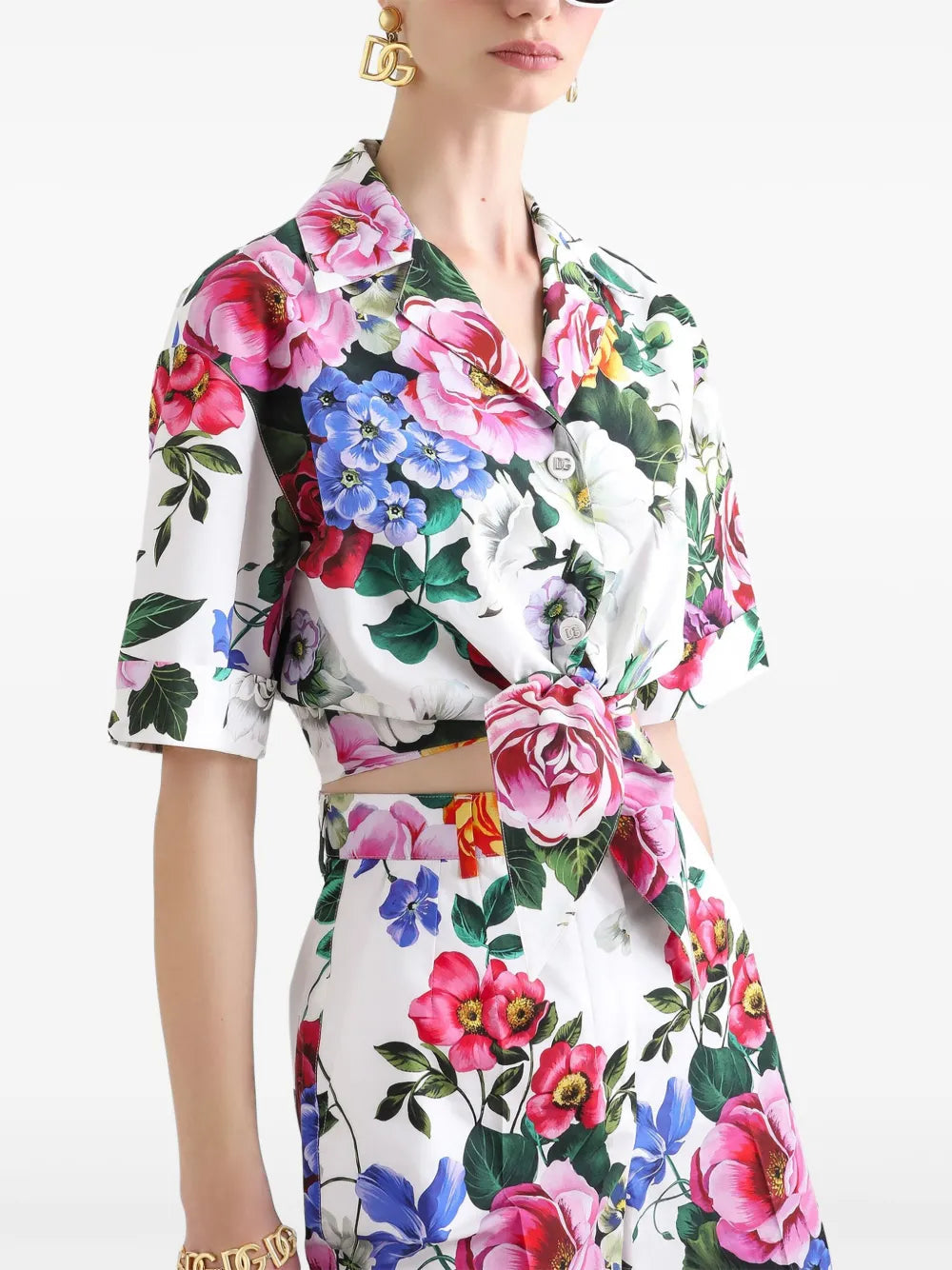 Dolce & Gabbana Women Shirt With Flower Print Bow