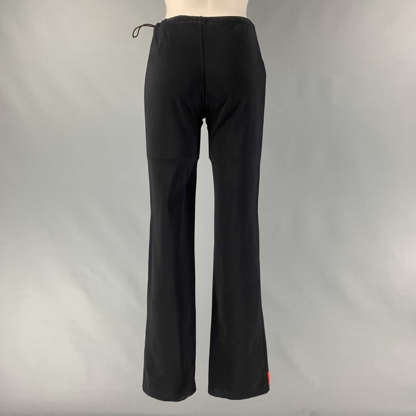 PRADA Size S Black Nylon & Eastane Solid Drawstring Leggings