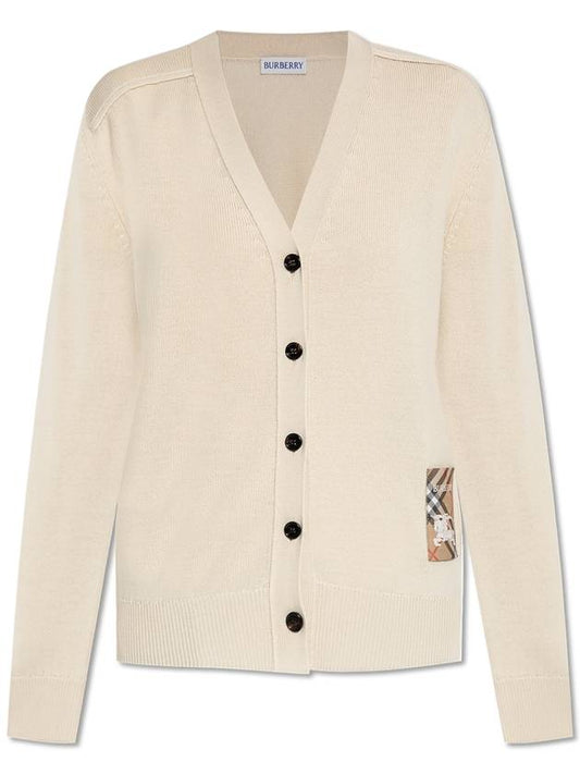 Burberry Burberry Wool Cardigan With Logo Patch, Women's, Cream
