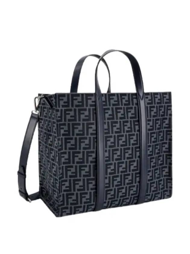 Fendi FF Jacquard Fabric Shopper Tote Bag Navy