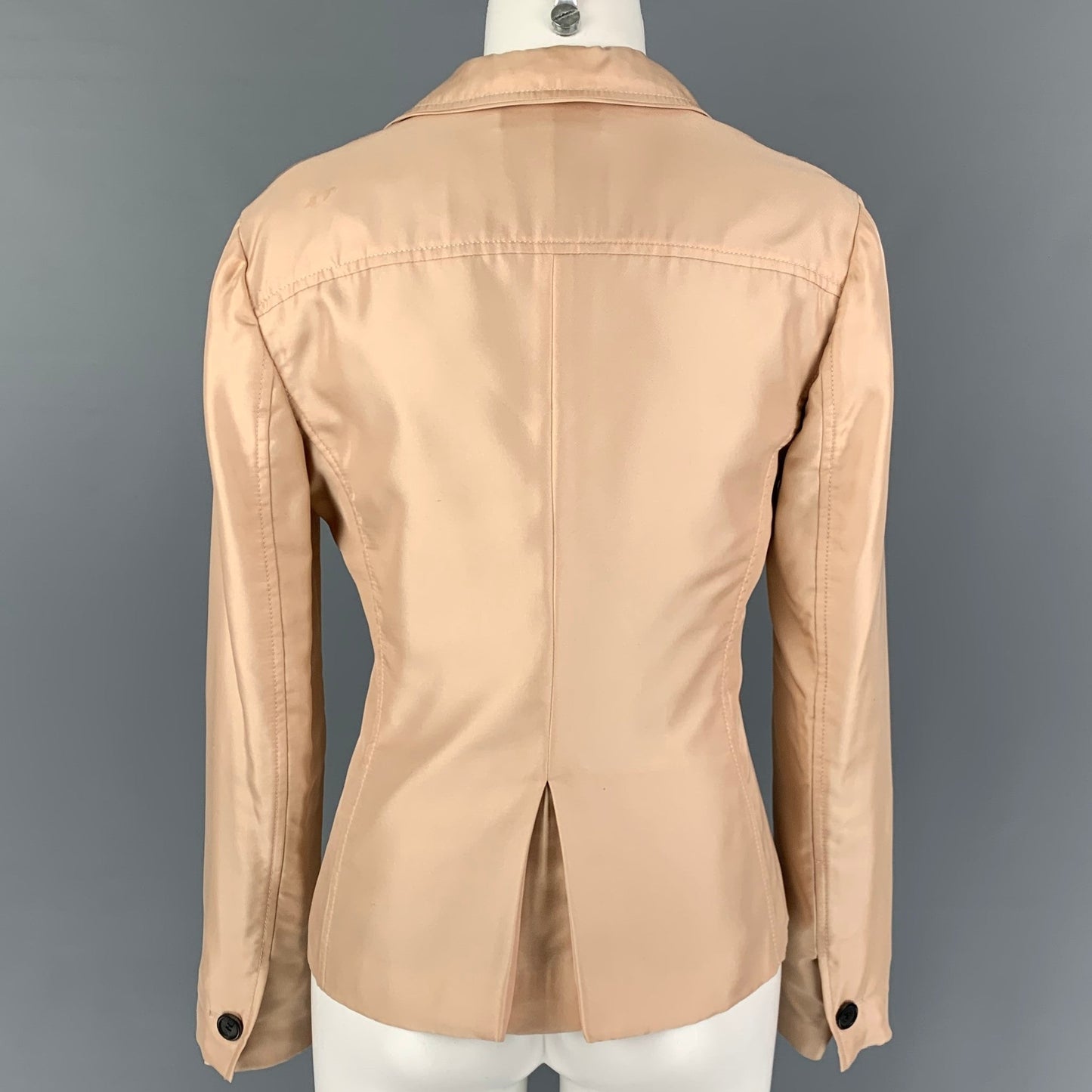PRADA Size 4 Blush Silk Single Breasted Jacket