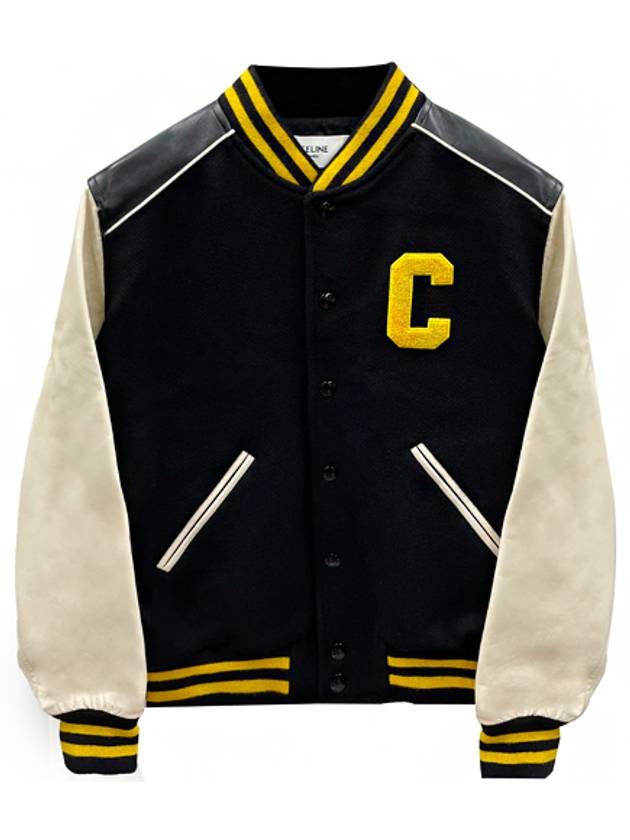 CELINE Classic Teddy Textured Wool Jacket Black Yellow