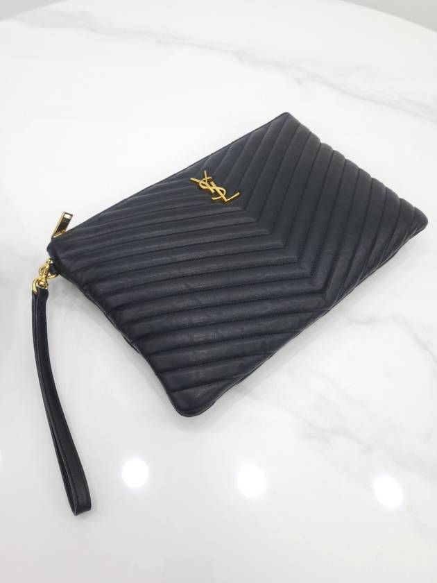Saint Laurent Yip New Medium Gold Clutch Bag