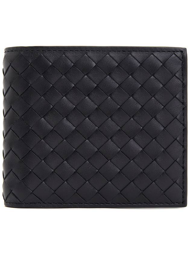 Bottega Veneta Intrecciato Weaving Half Wallet Dark Navy