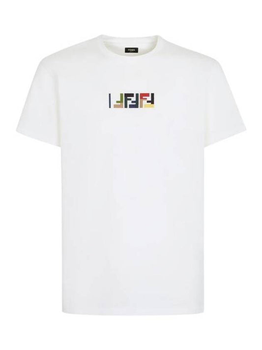 Fendi Embroidered Logo Short Sleeve T-Shirt White