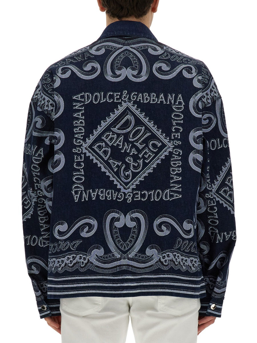 Dolce & Gabbana Men Navy Print Cardigan