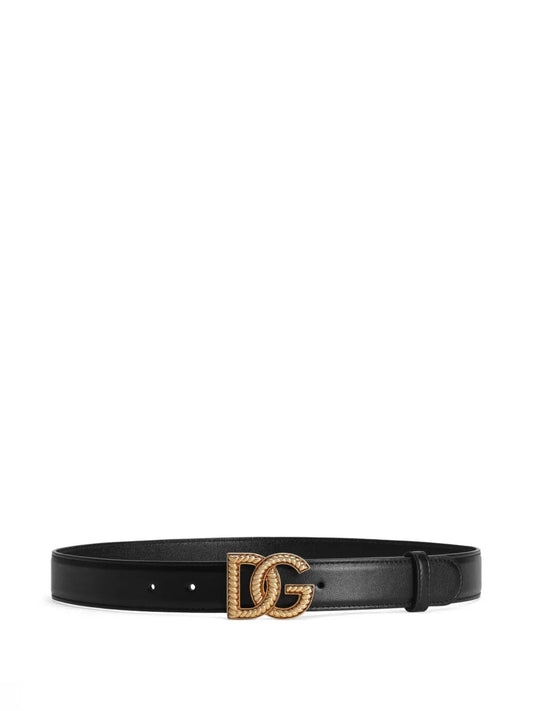 Dolce & Gabbana Women Leather Belt With Logo Plaque