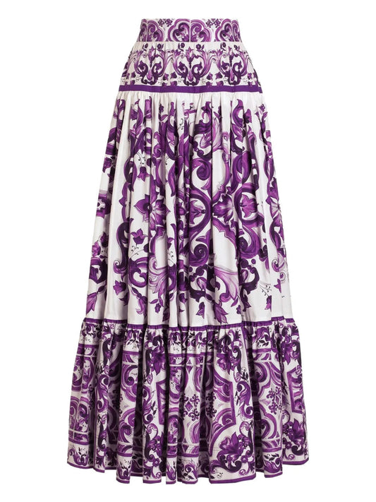 Dolce & Gabbana Women Long Skirt With Majolica Print