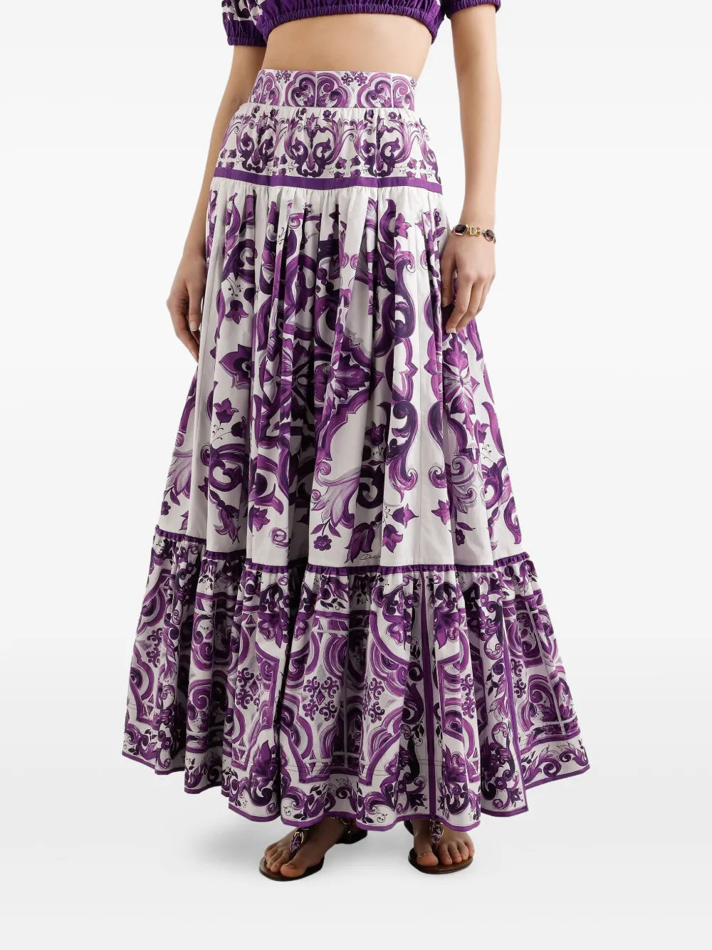 Dolce & Gabbana Women Long Skirt With Majolica Print