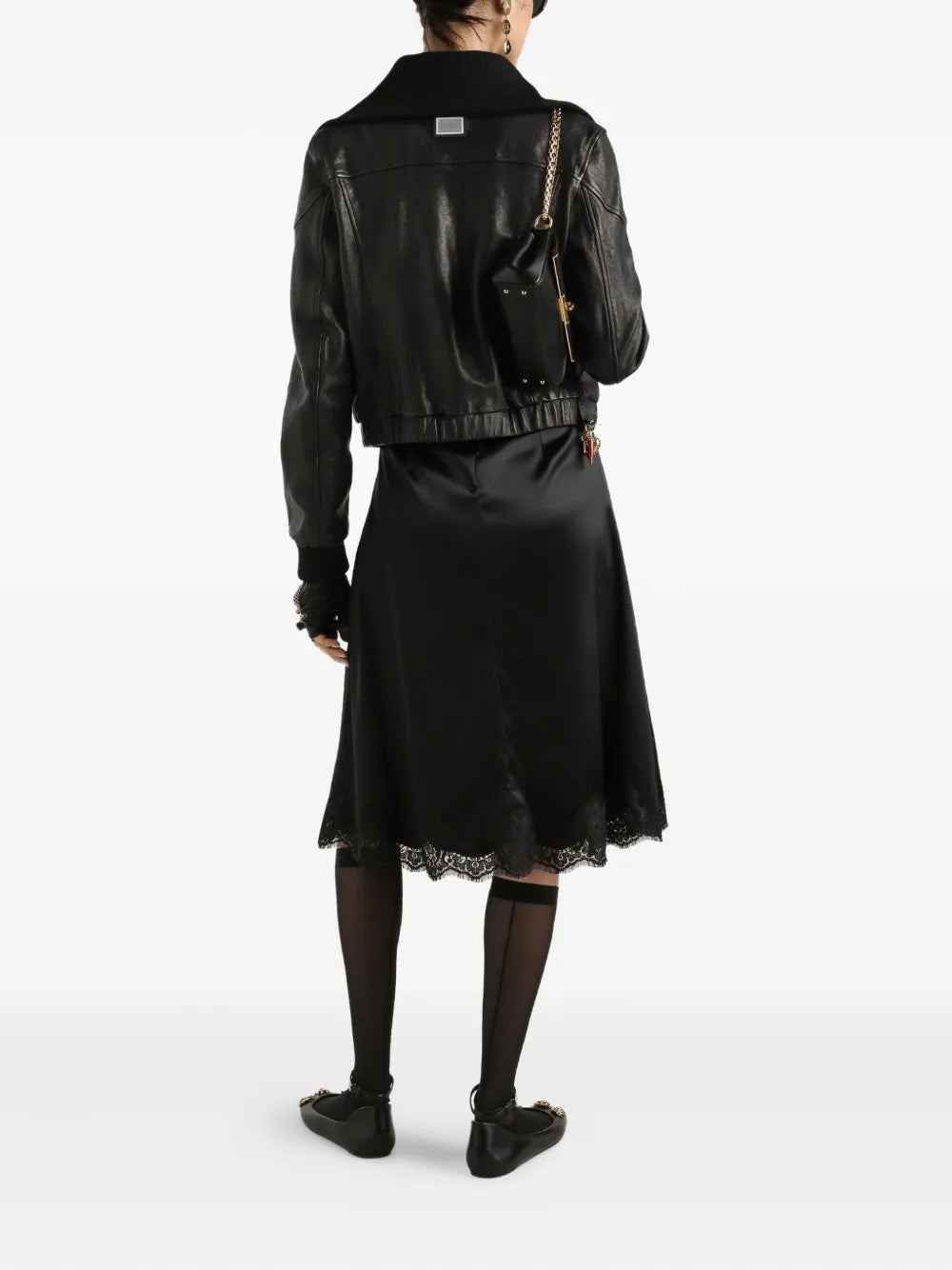 Dolce & Gabbana Women Satin Dress With Lace Trim