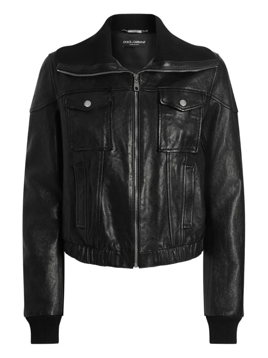 Dolce & Gabbana Women Leather Bomber Jacket