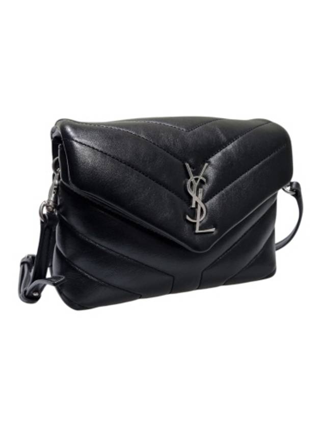 Saint Laurent 467072 Black leather silver Lulu Toy cross bag