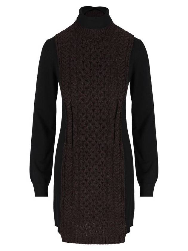 Fendi High Neck Cashmere Midi Dress Dark Purple