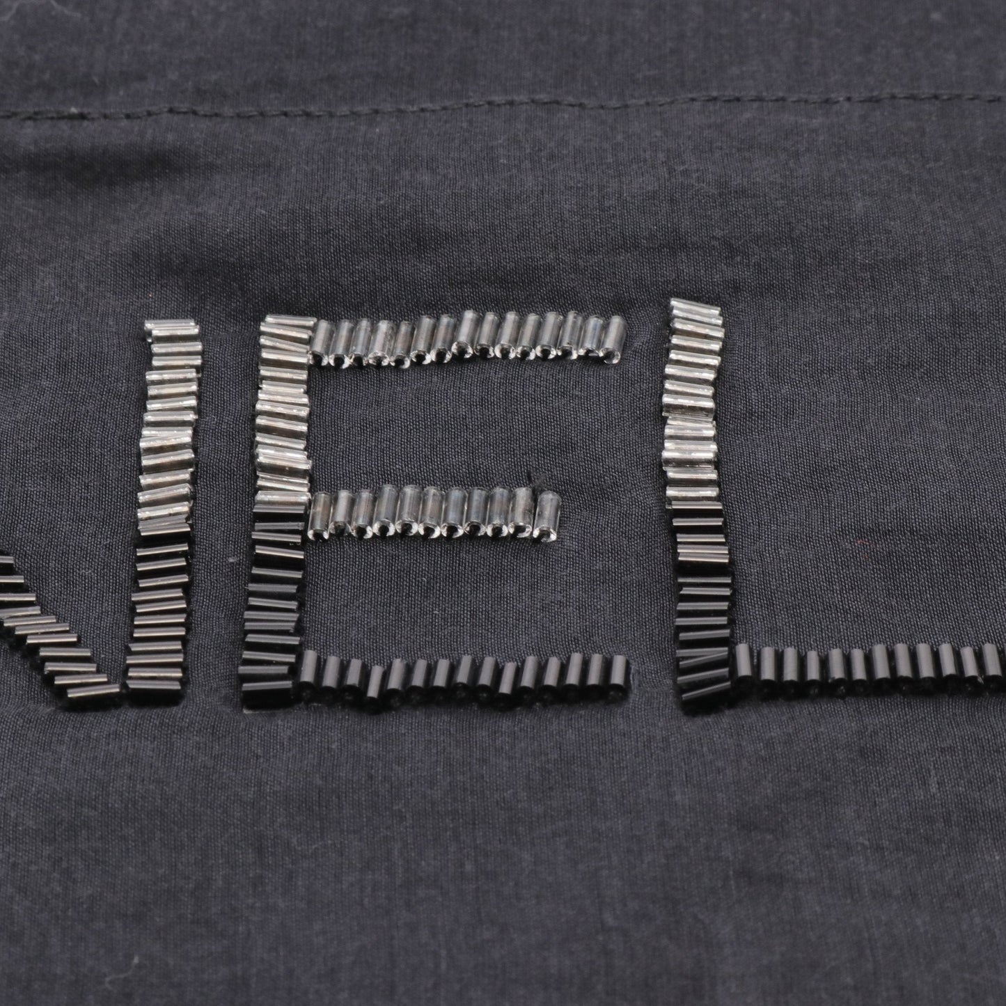 Chanel Beads logo Stall Shawl Cotton Silk Black