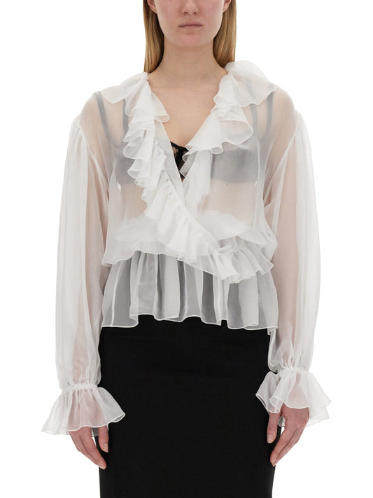 Dolce & Gabbana Women Chiffon Blouse With Ruffles