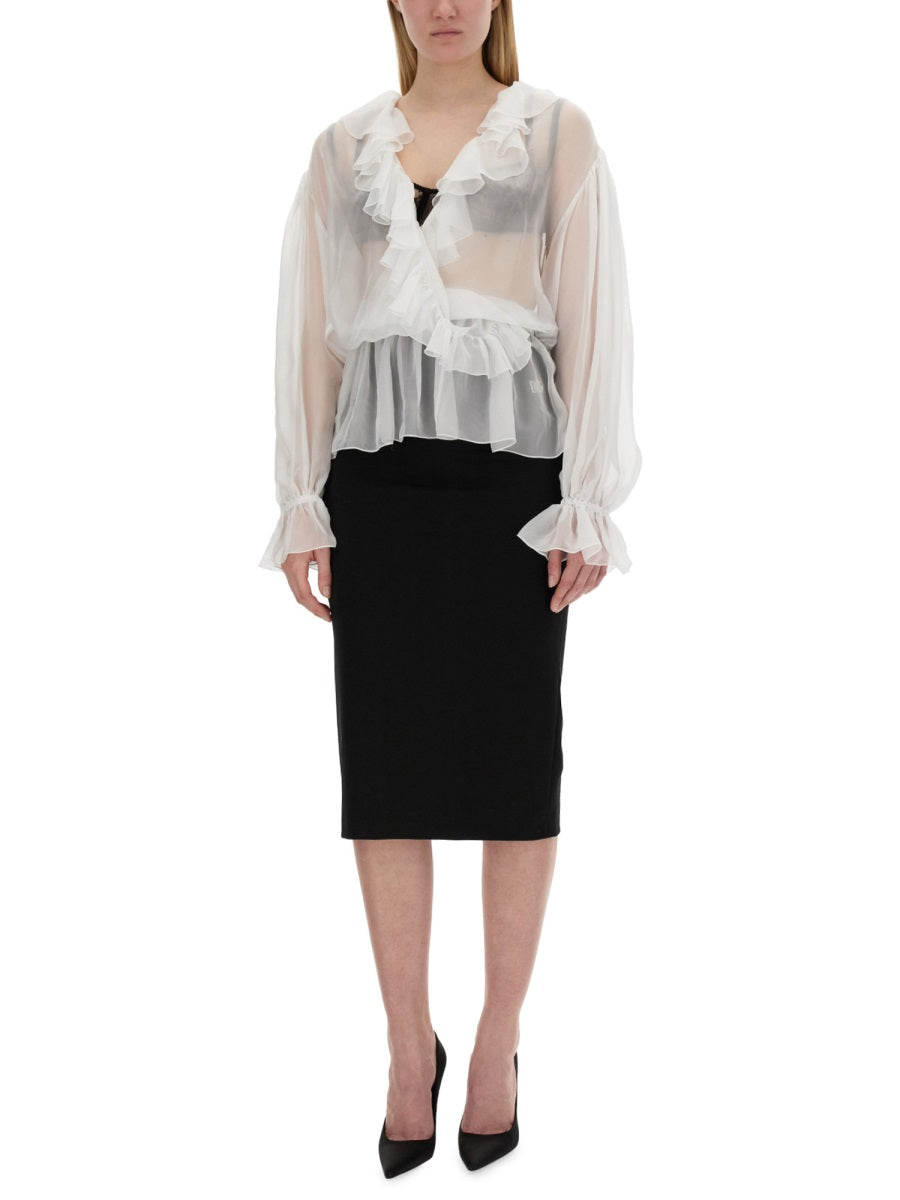 Dolce & Gabbana Women Chiffon Blouse With Ruffles