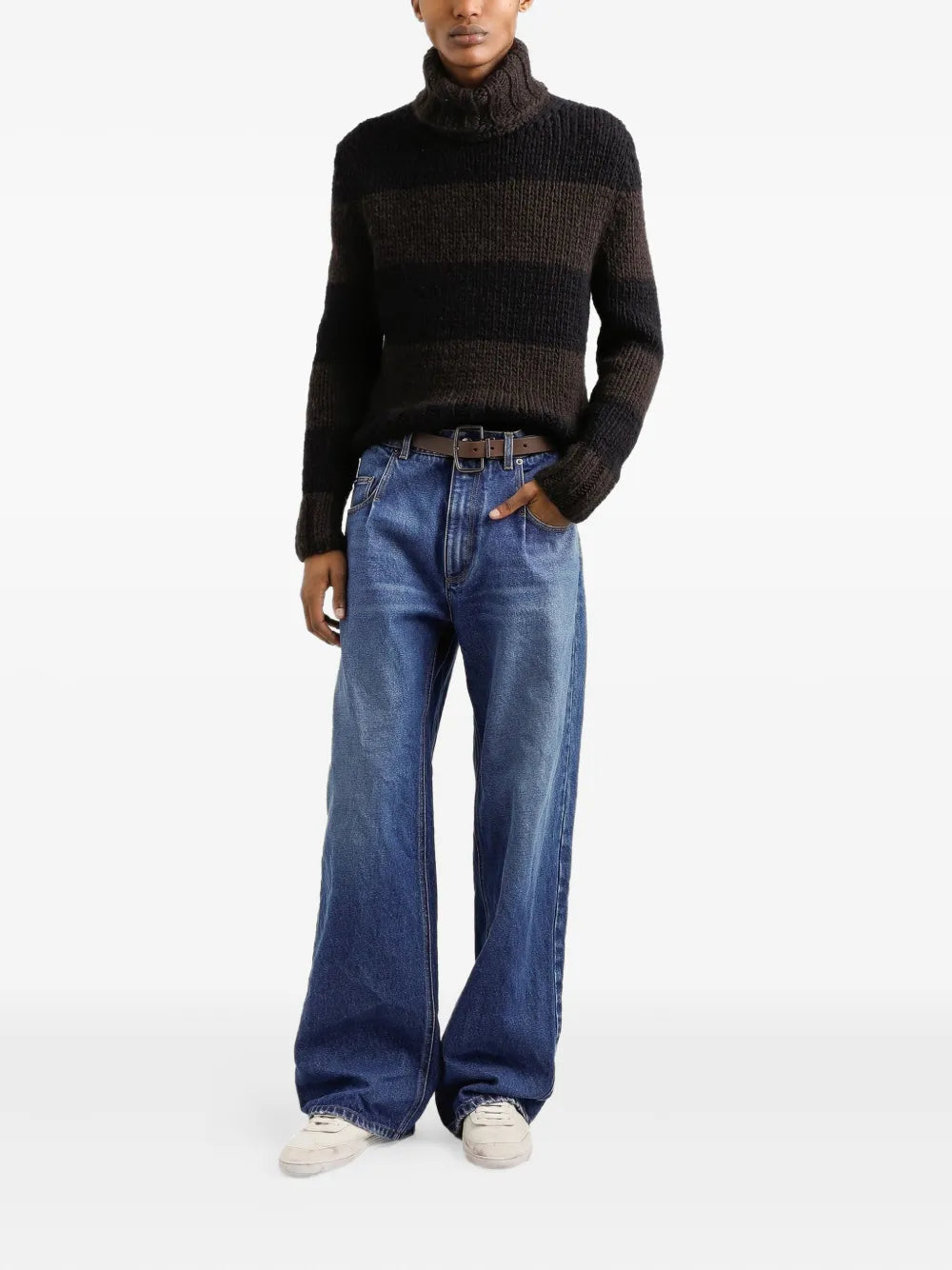 Dolce & Gabbana Men Striped Turtleneck Sweater