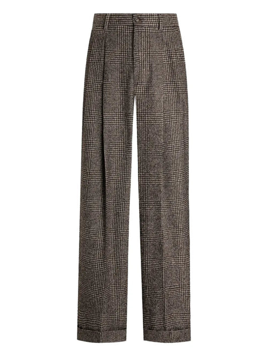 Dolce & Gabbana Men Wide-Leg Plaid Trousers