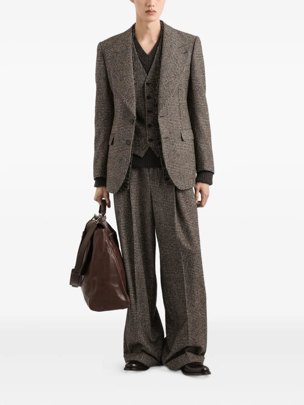 Dolce & Gabbana Men Wide-Leg Plaid Trousers