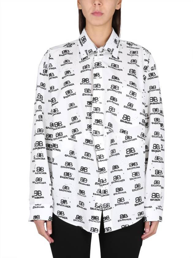 Balenciaga All Over Logo Shirt White