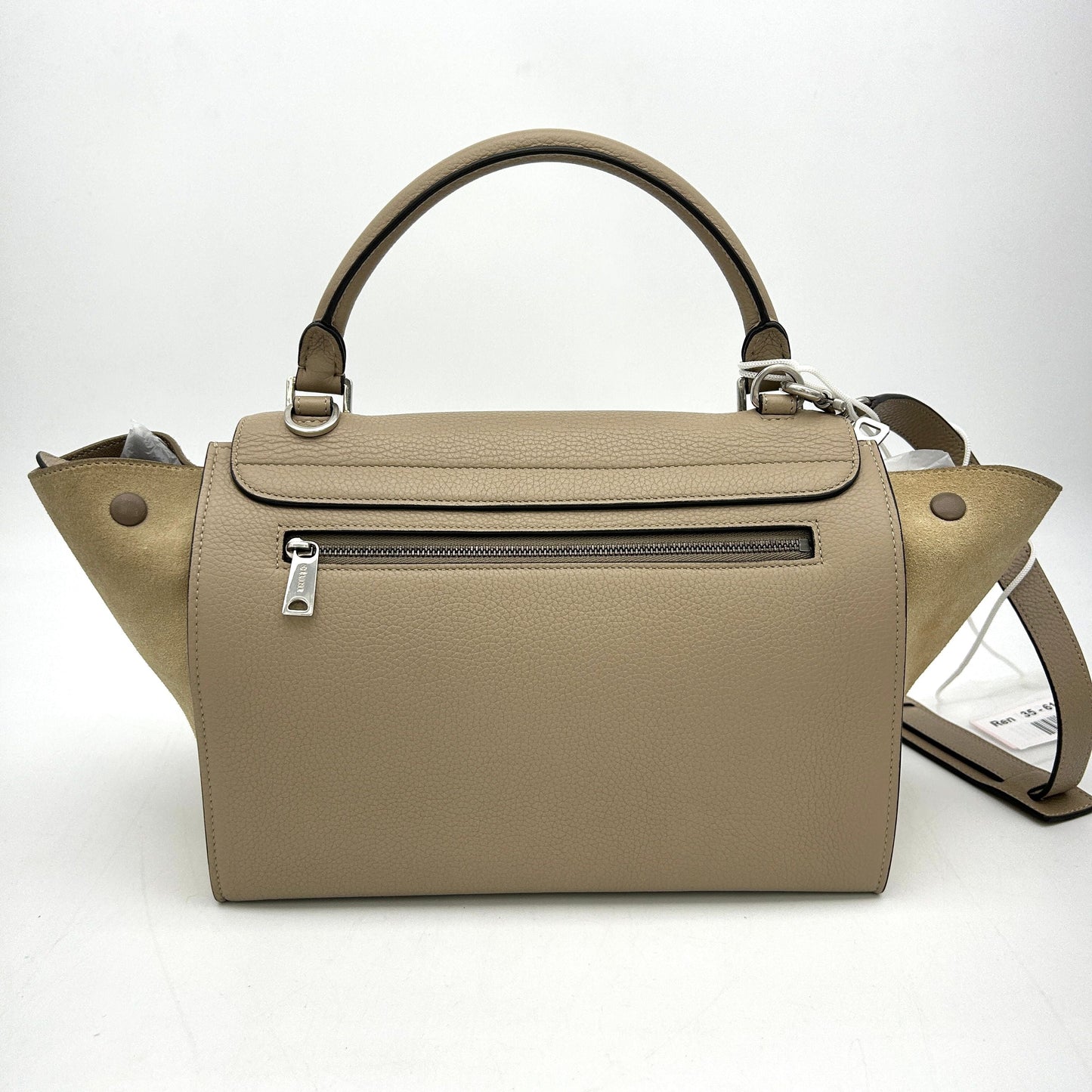 CELINE Drummed Calfskin Suede Small Trapeze Dune LA14880