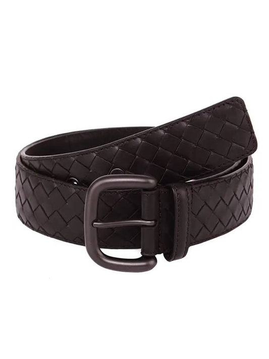Bottega Veneta Men's Intrecciato Weaving Leather Belt Brown
