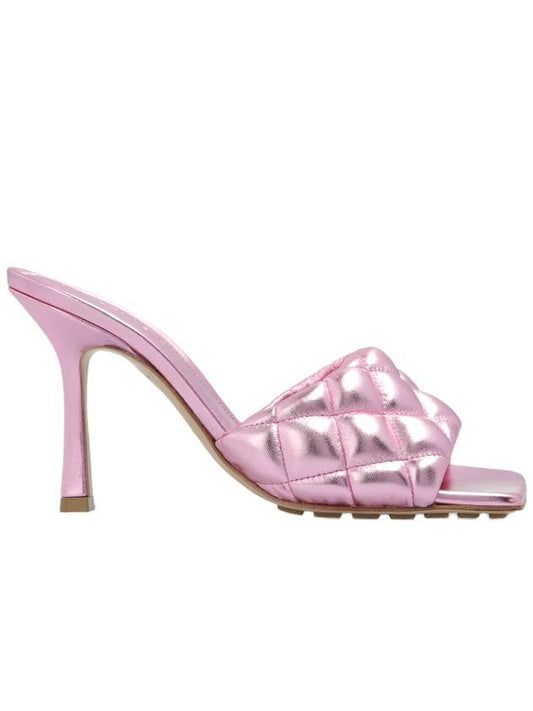 Bottega Veneta Glossy Padded Sandals Heel Pink