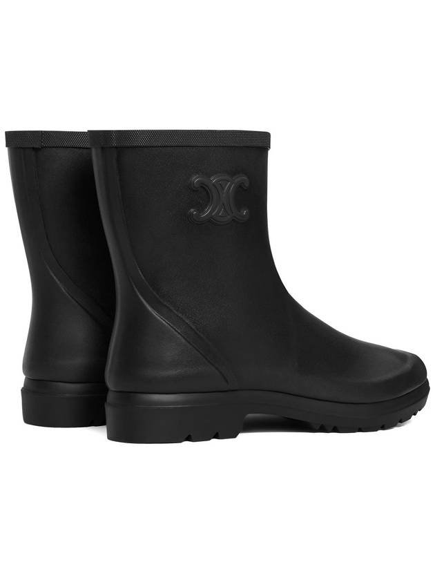 CELINE Logo Patch Natural Rubber Mid Rain Boots Black
