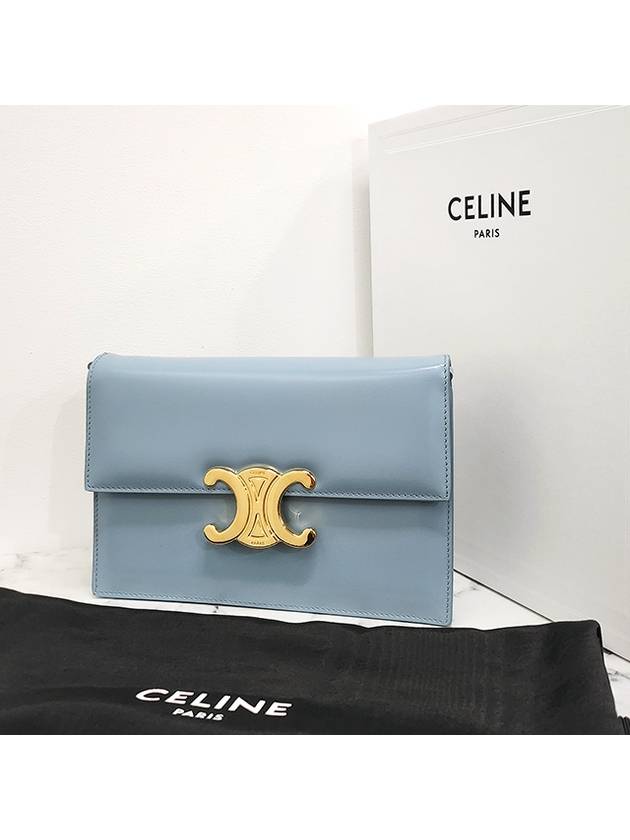 CELINE Soiree Shiny Calfskin Cluth Bag California Blue