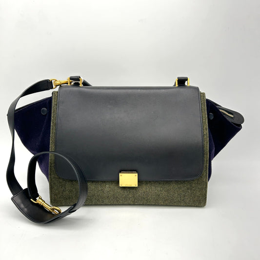 Celine Traps handbag Felt x Calf Black/Gray shoulder handbag 2WAY  LA12249
