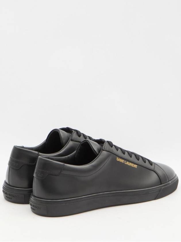 Saint Laurent Andy Embossed Logo Leather Low Top Sneakers Black