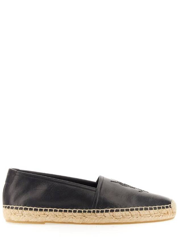 Saint Laurent Monogram Leather Espadrilles Black