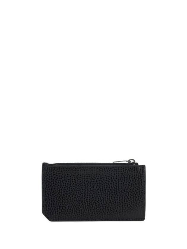 Saint Laurent Tiny Cassandre Fragment Zipper Card Wallet Black